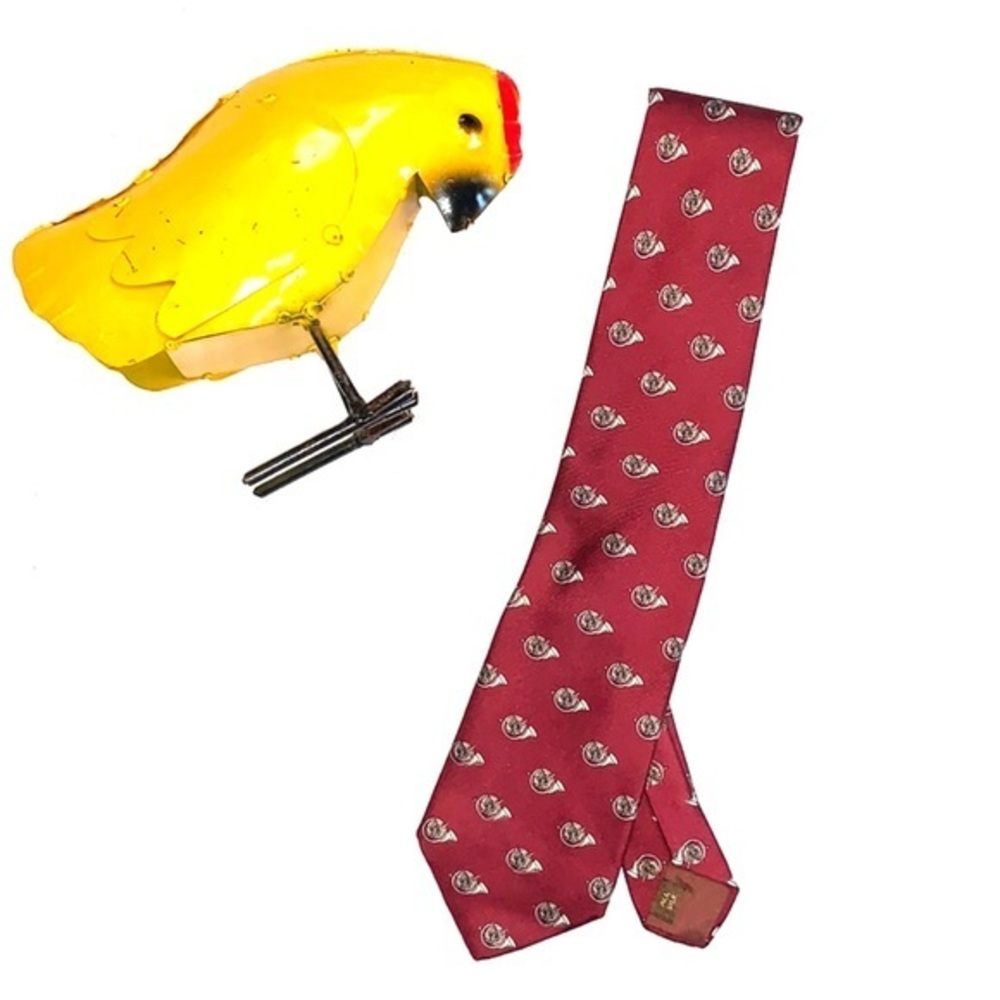 🍷 Vintage Men’s Zachry Horn Fox Burgundy Tie 🍷